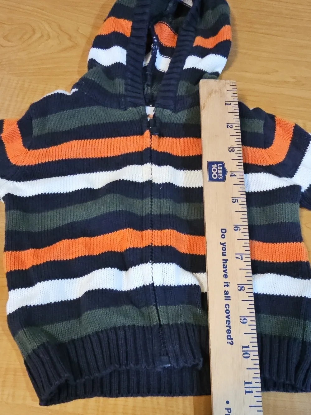 Babies' Striped Hooded Sweater - Blue, Forest Green, Orange, Yellow, Red, Cream
